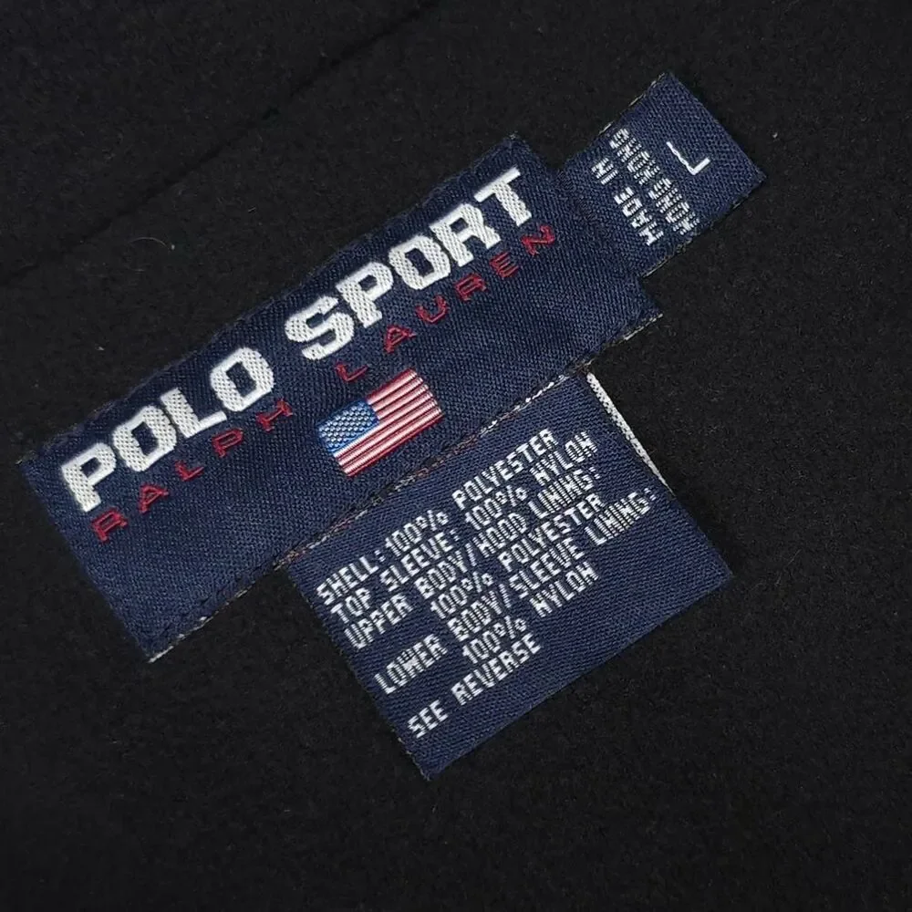 Vintage 1990s POLO SPORT‎ RALPH LAUREN Size L Fleece Lined Nylon Hooded Jacket